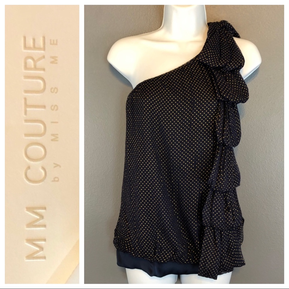 MM Couture by Miss Me one shoulder navy top NWT